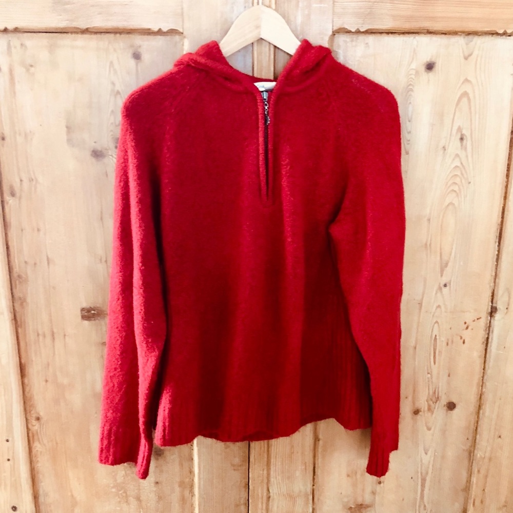 Coldwater Creek Red Sweater w/ snowflake zipper